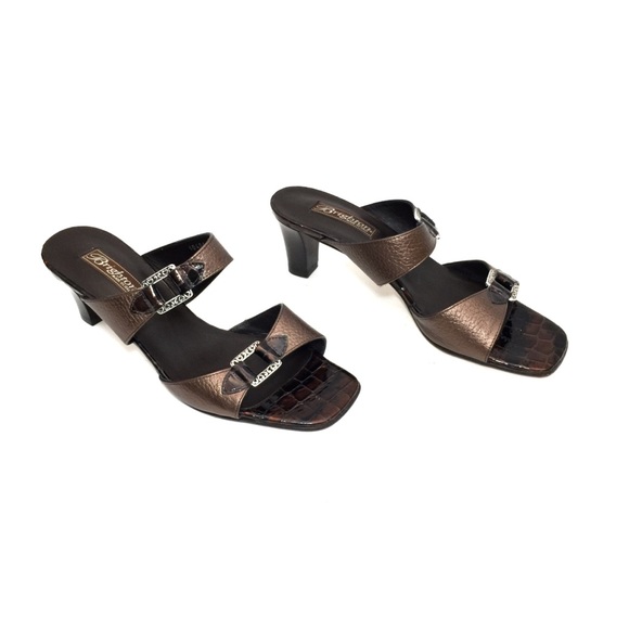 Brighton Tokyo Bronze Leather & Brown Patent Heels - Picture 3 of 8